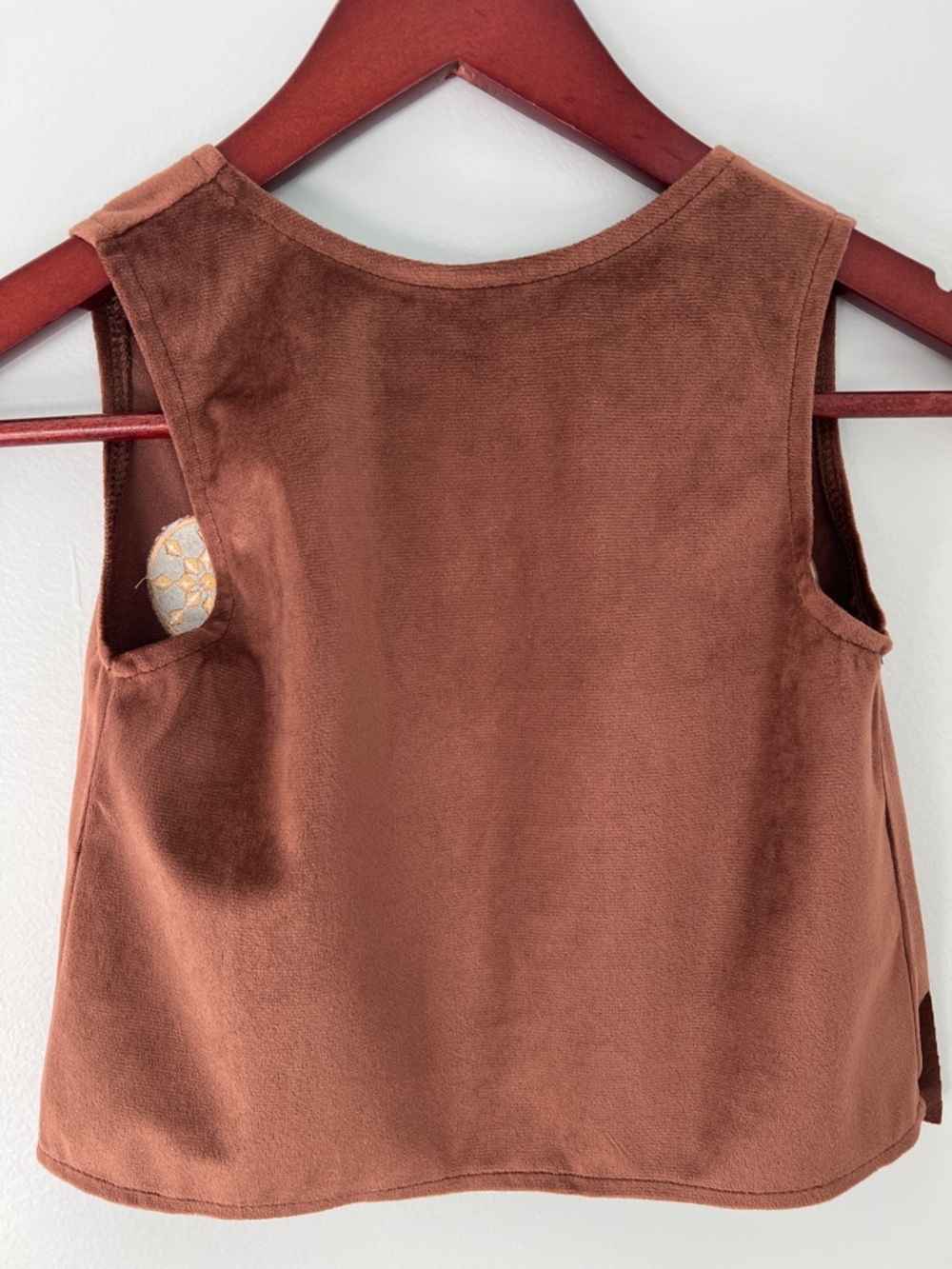 Kids Brown Faux Suede Fringe Western Vest with Decorative Medallions Size S - Picture 8 of 16